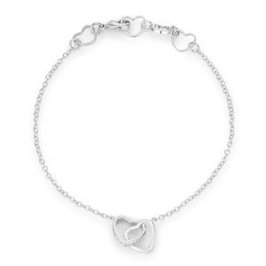 .12 Ct Rhodium Interlocked Hearts Bracelet w/ CZ